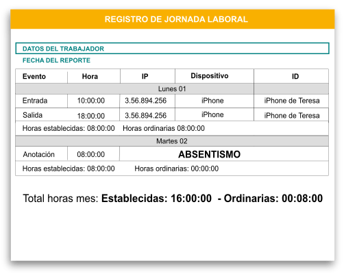 Plantilla registro jornada laboral