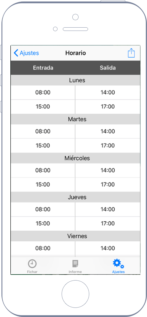 Tabla de horarios estricta